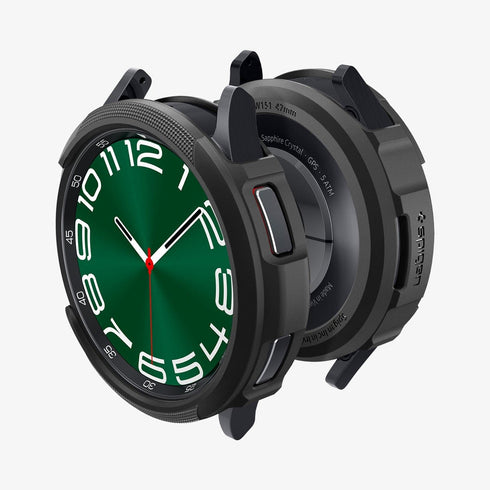 ACS06394 - Galaxy Watch 6 Classic (47mm) Case Liquid Air in matte black showing the front